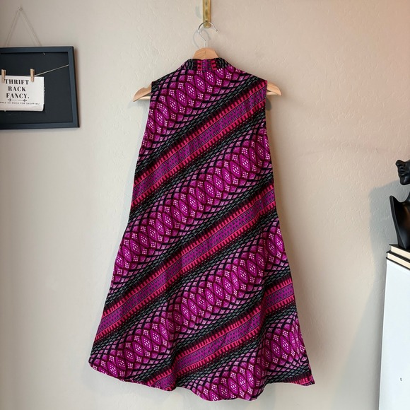 Zuri Kenya Dress Pink Geometric Print Sleeveless Button Up Shirt Dress Size XS - Picture 5 of 6